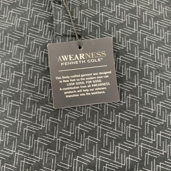 Awearness Kenneth Cole Polo Shirt Mens 2XL Gray Slim Fit Long Sleeve Geometric - Picture 7 of 16